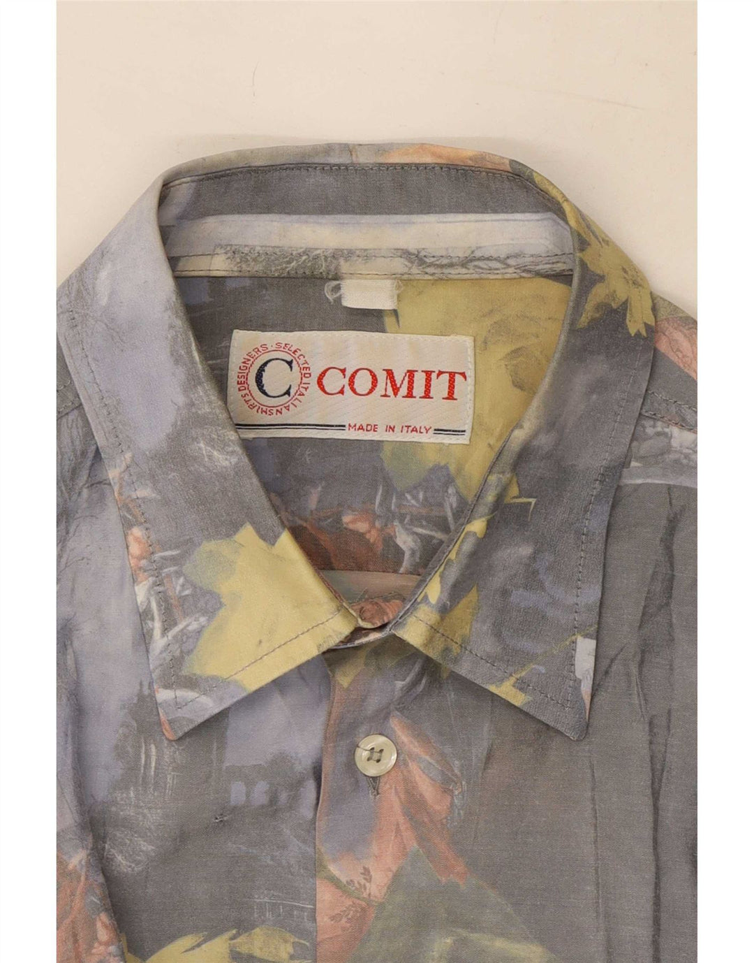 Comint Herrenhemd Mittelgrau mit Blumenmuster