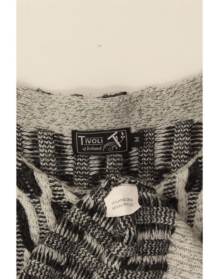 Übergroßer offener Strickjackenpullover für Damen von Tivoli, UK 14, mittelgrau, geometrisch