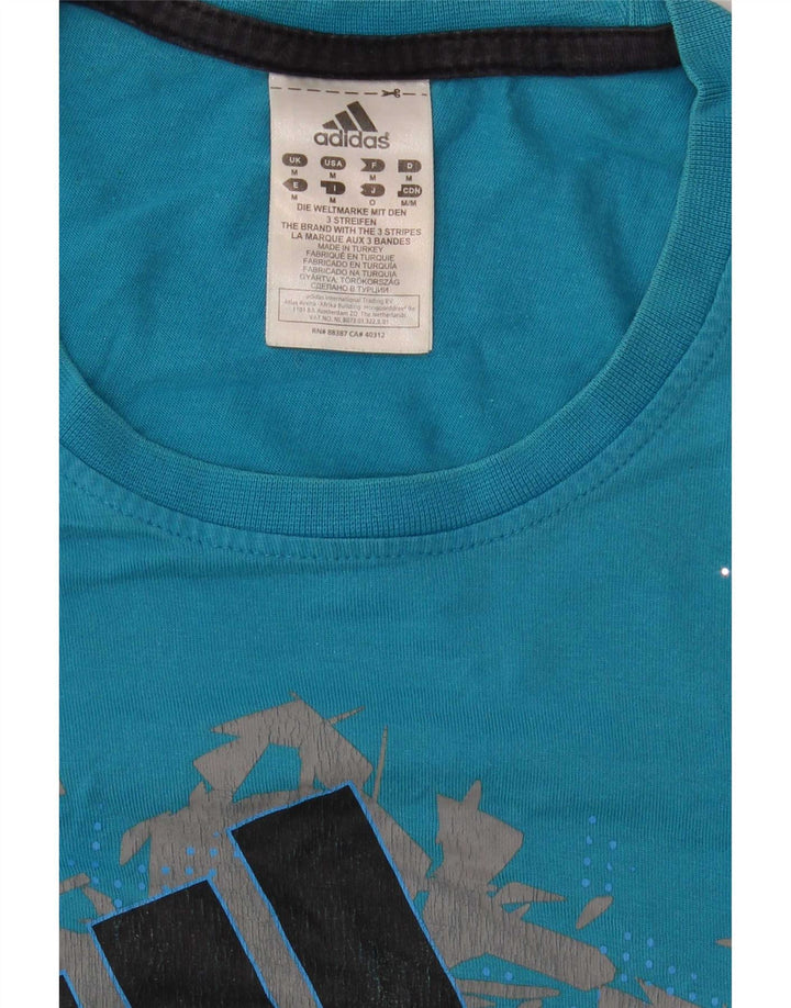 Adidas Herren Grafik-T-Shirt aus mittelblauer Baumwolle
