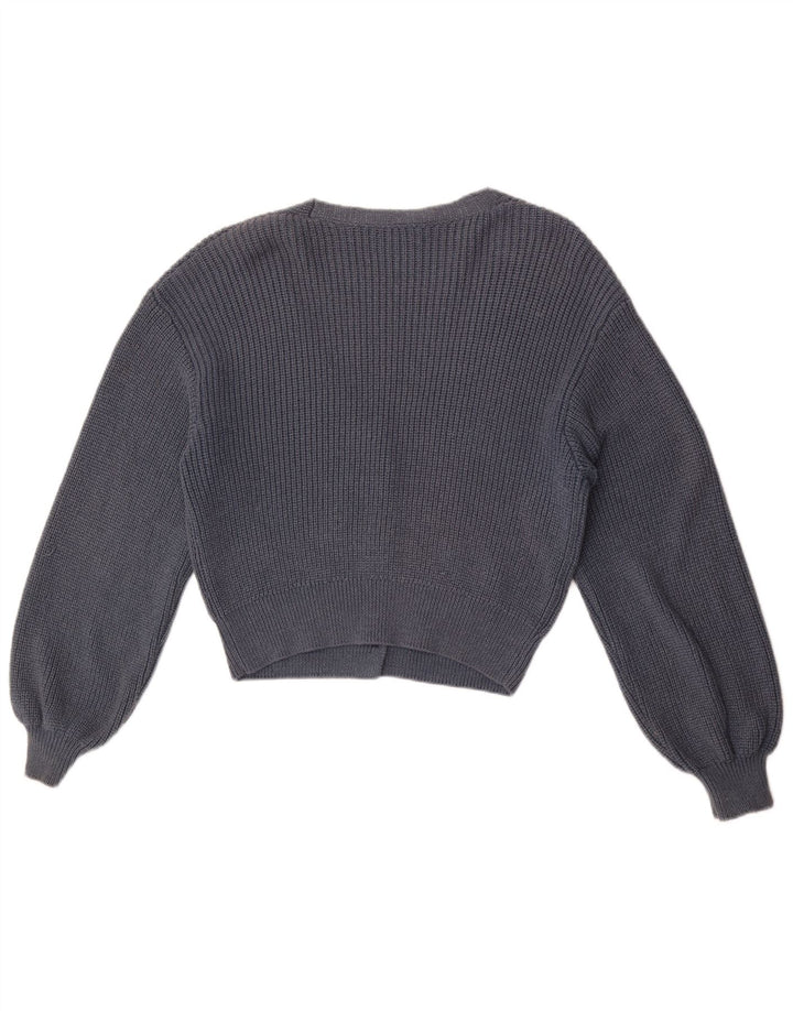 Zara Damen Crop Cardigan Pullover UK 14 Medium Marineblau