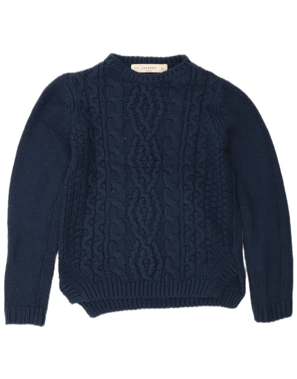 Zara Damen-Pullover mit U-Boot-Ausschnitt, Gr. 16, Marineblau