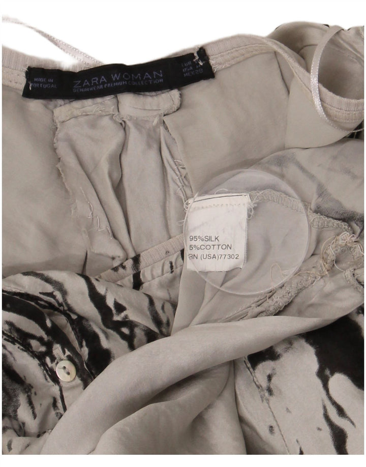 Zara Damen-Kleid mit abstraktem Muster, übergroßes Blasenkleid, UK 14, mittelgraue Seide