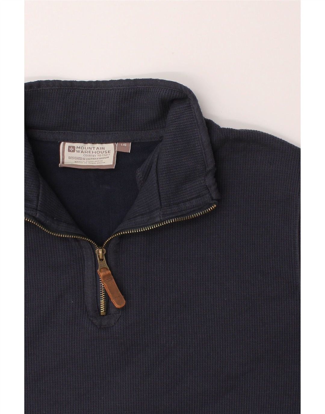 MOUNTAIN WAREHOUSE Mens Zip Neck Sweatshirt Jumper Large Navy Blue Cotton Vintage Mountain Warehouse and Second-Hand Mountain Warehouse from Messina Hembry 