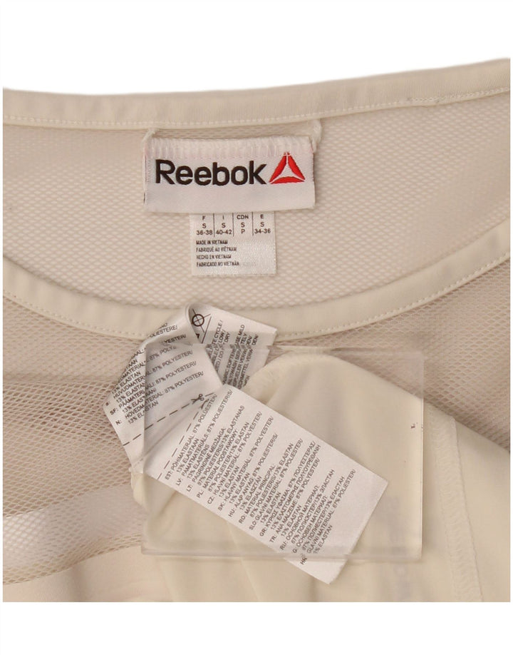 Reebok Damen Crop T-Shirt Top UK 10 Small Weiß Polyester