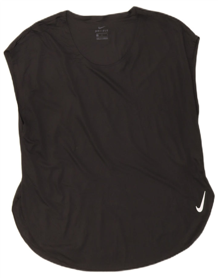 Nike Damen Dri Fit T-Shirt Top UK 16 Large Schwarz Polyester