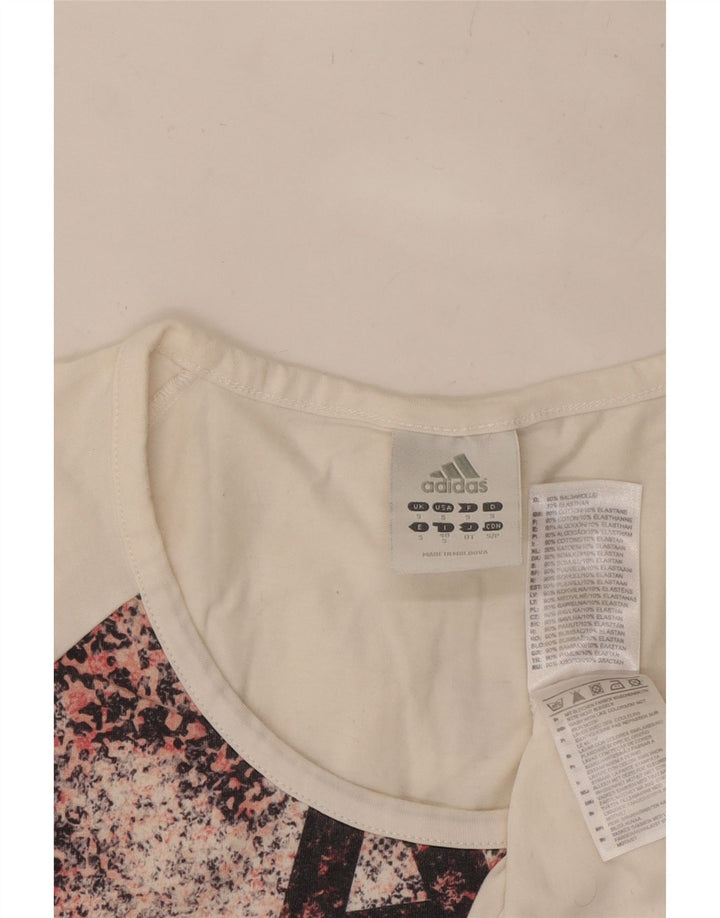 ADIDAS Grafik-T-Shirt für Damen, UK 10, Größe S, weiß, Baumwolle mit Animal-Print