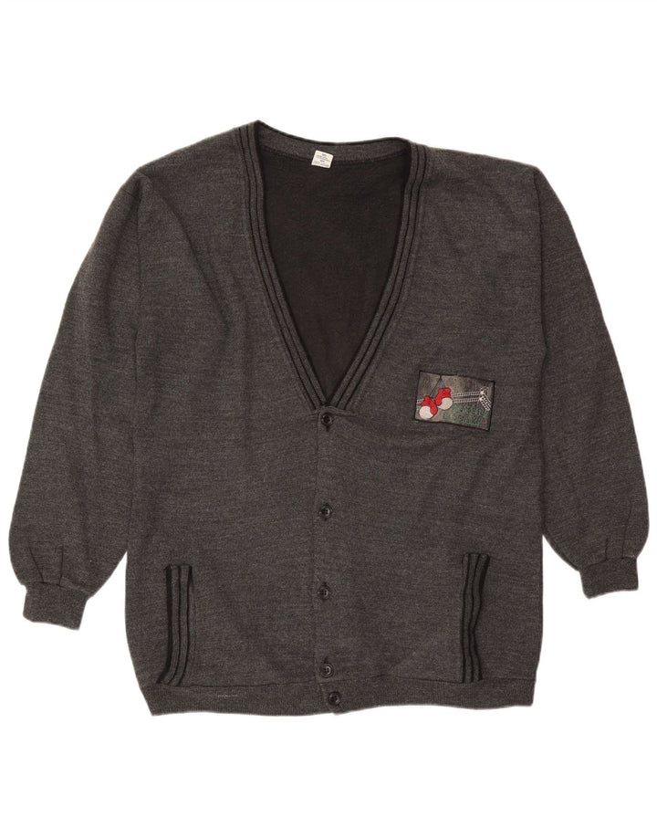 Vintage Herren Cardigan Pullover XL Grau Baumwolle