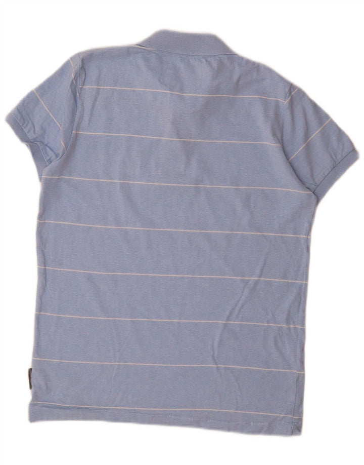 French Connection Herren-Poloshirt aus mittelblauer, gestreifter Baumwolle