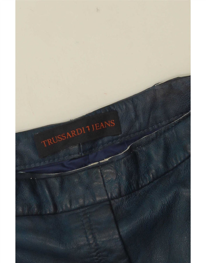 Trussardi Damen-Ledershorts W30 Mittelblau