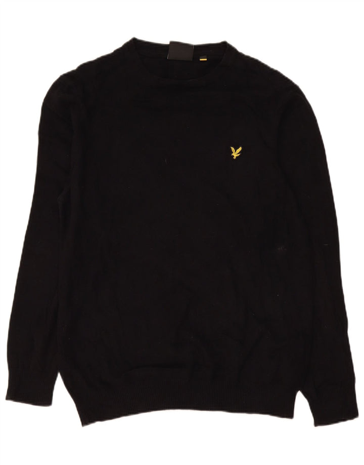 Lyle & Scott Herren-Pullover mit Rundhalsausschnitt, mittelschwarze Baumwolle