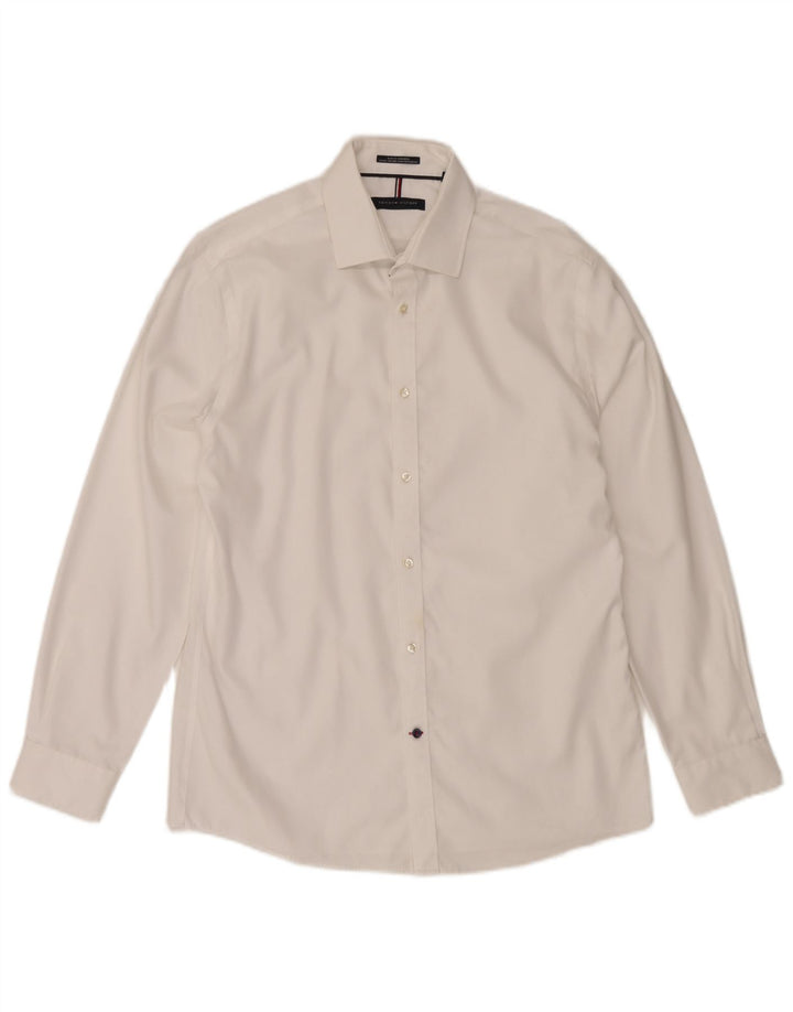 Tommy Hilfiger Herren-Slim-Fit-Hemd, Größe 15 1/2, mittelweiße Baumwolle
