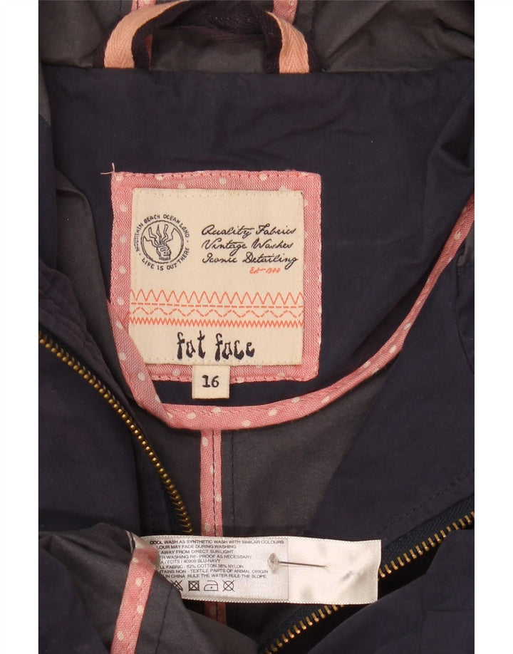 Fat Face Duffle-Jacke mit Kapuze für Damen, UK 16, Größe L, Marineblau, Baumwolle