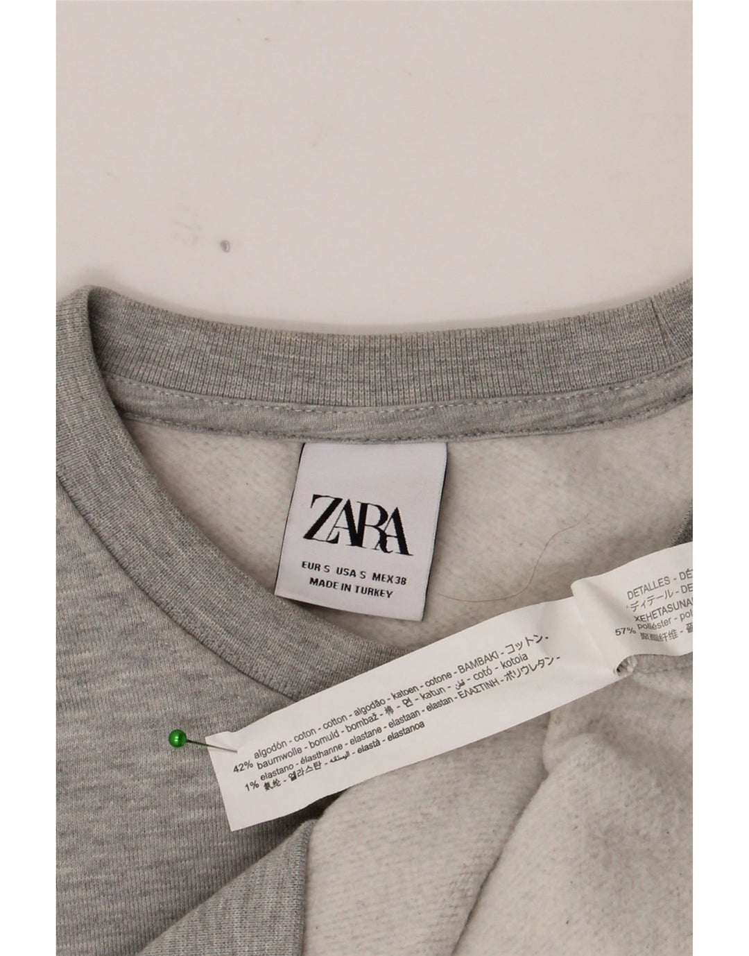Zara Herren-Sweatshirt-Pullover, klein, grau gefleckte Baumwolle