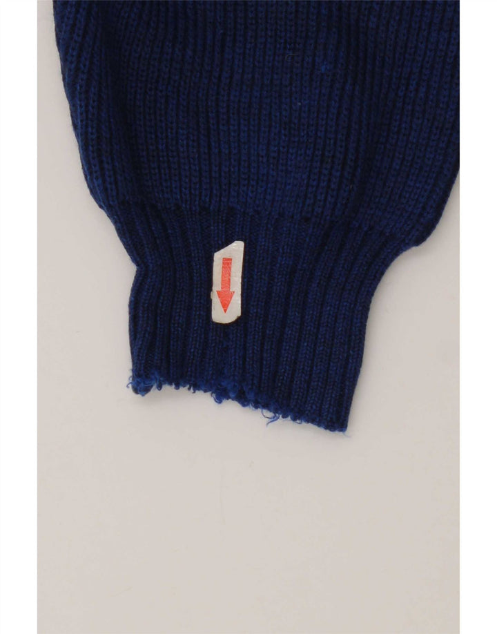 Vintage Herren Pullover mit Rundhalsausschnitt, groß, blau, Argyle/Diamant