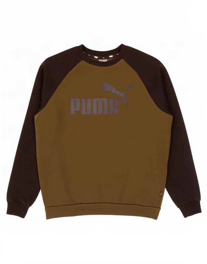 Puma Herren Grafik-Sweatshirt-Pullover, mittlere Khaki-Farbblock-Baumwolle