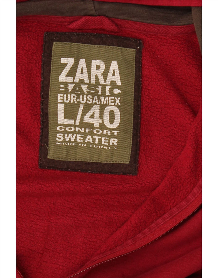 Zara Herren-Kapuzenpullover mit Reißverschluss, groß, Rot