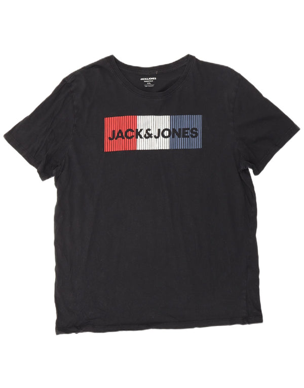 Jack & Jones Herren Grafik T-Shirt Top 2XL Schwarz Baumwolle