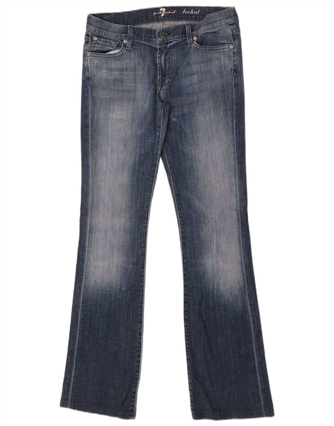 7 For All Mankind Damen Bootcut-Jeans W28 L33 Blaue Baumwolle
