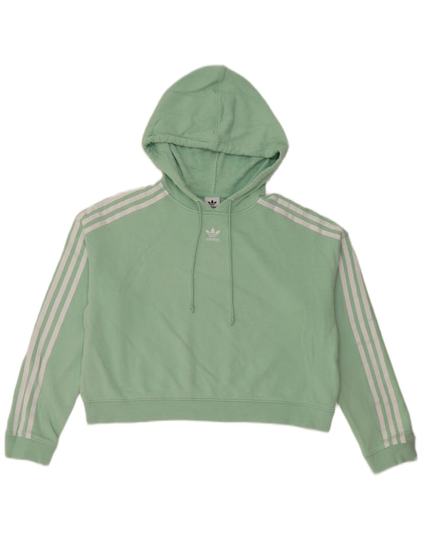 Adidas Damen Crop Oversized Hoodie Pullover UK 10 Small Grüne Baumwolle
