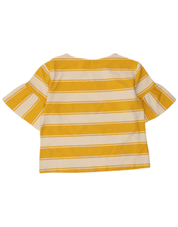 Marks & Spencer Damen Crop Top UK 14 Große gelb gestreifte Baumwolle