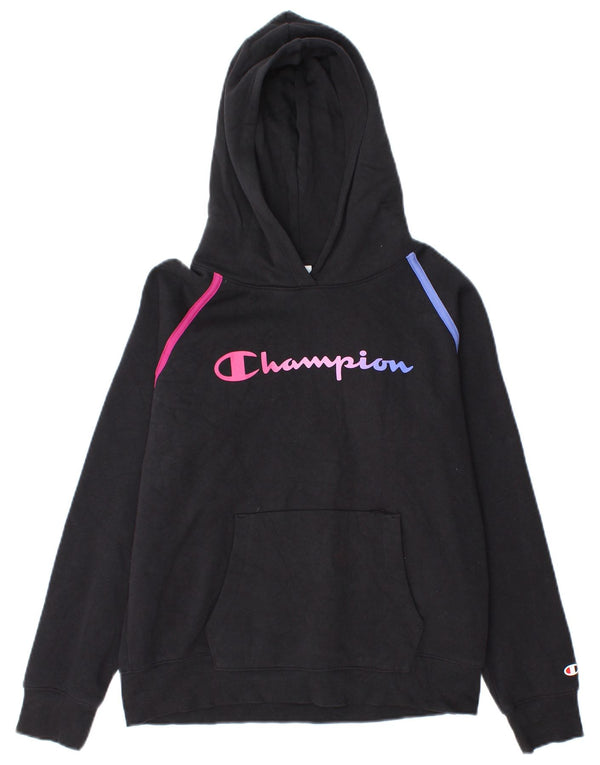 Champion Kapuzenpullover mit Grafik für Mädchen, 13–14 Jahre, XL, schwarze Baumwolle
