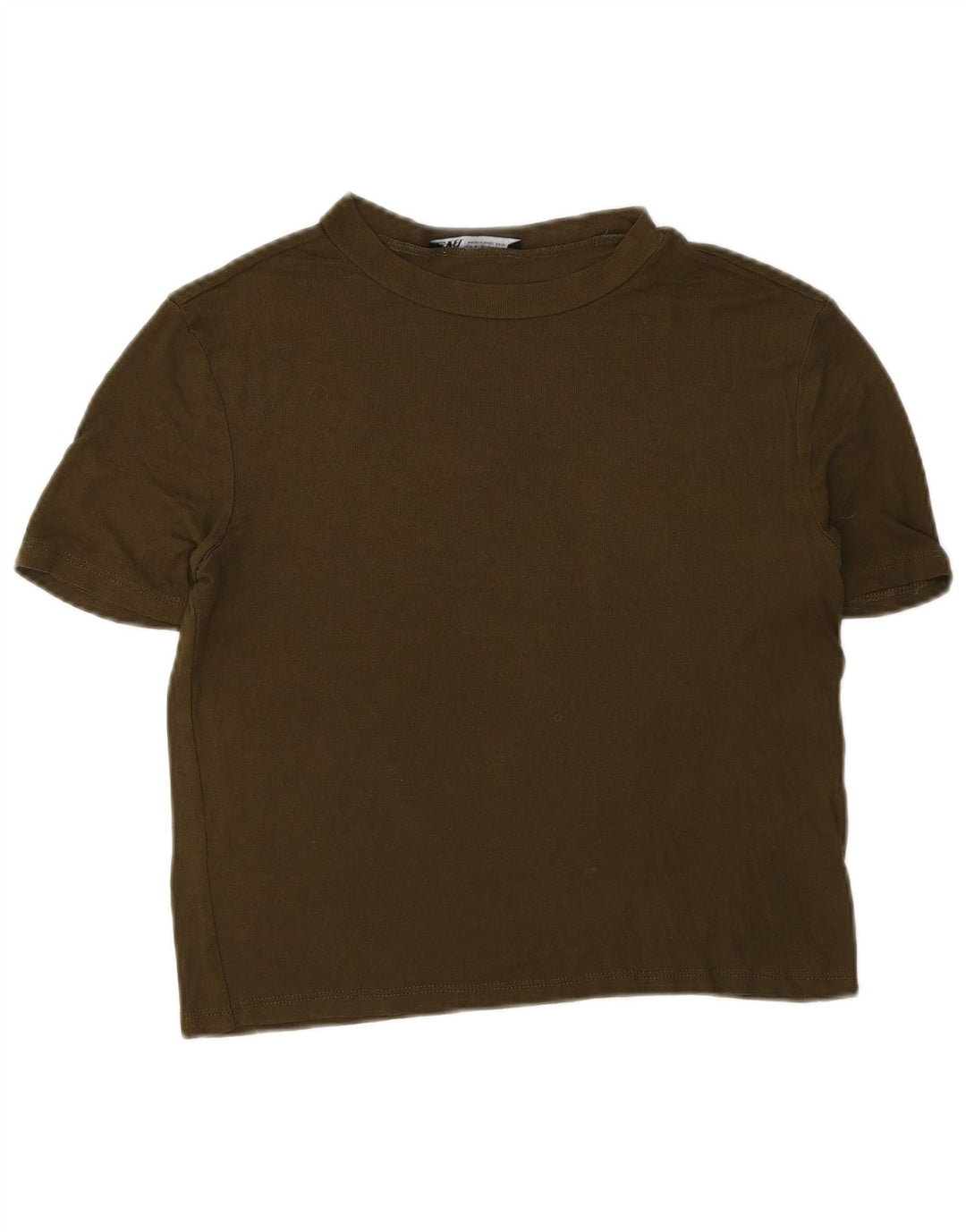 Zara Damen Crop T-Shirt Top UK 10 Small Khaki