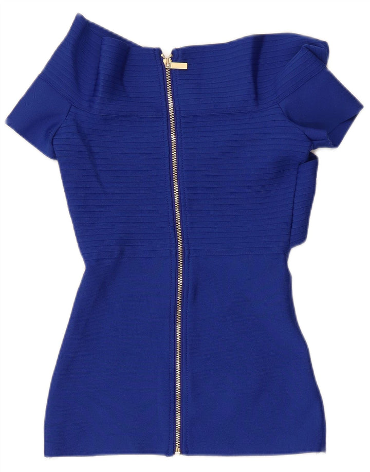Karen Millen Damen Schulterfreies Blusenoberteil UK 4 XS Blau Polyester