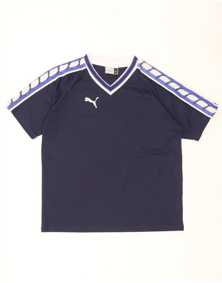 Puma Herren-T-Shirt mit Grafik, Größe S, Marineblau, Farbblock-Polyester