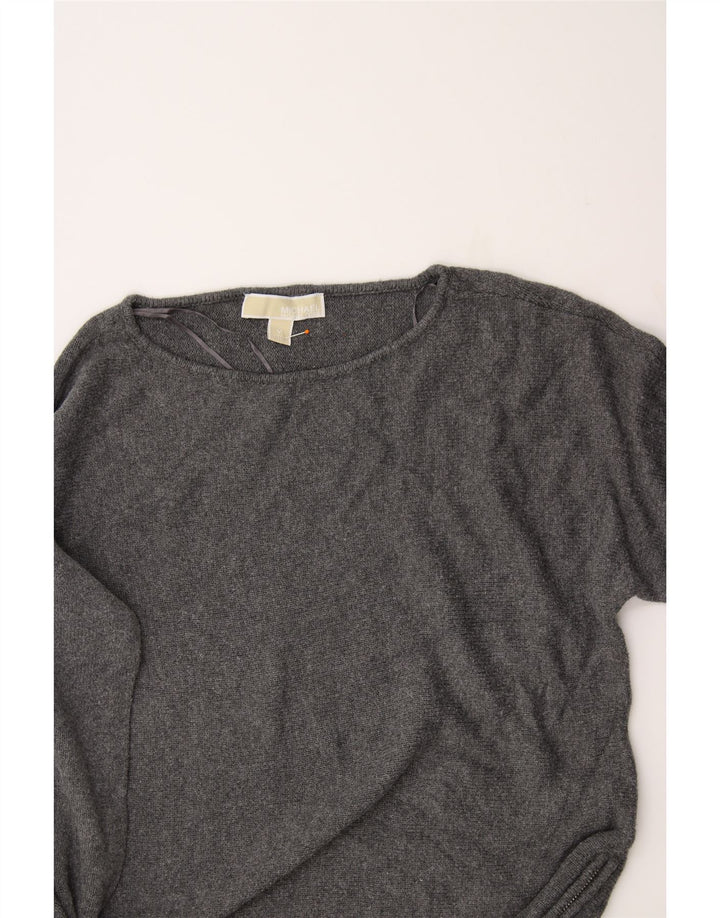 MICHAEL KORS Womens Longline Boat Neck Jumper Sweater UK 14 Medium Grey Vintage Michael Kors and Second-Hand Michael Kors from Messina Hembry 