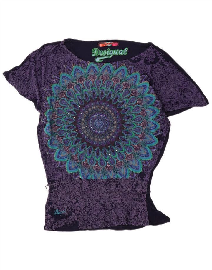 Desigual Damen Fledermausblusenoberteil UK 10 Small Marineblaue Viskose