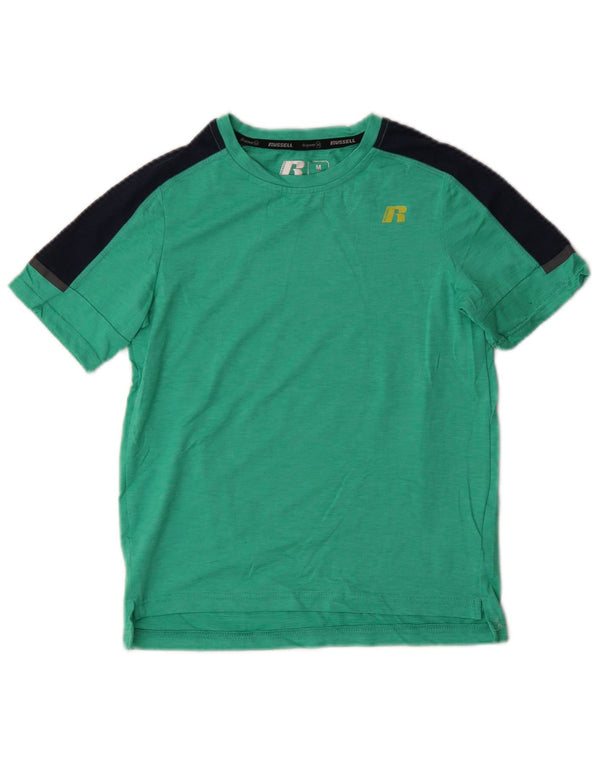 Russell Athletic T-Shirt-Oberteil für Jungen, 7–8 Jahre, Mittelgrün, Farbblock