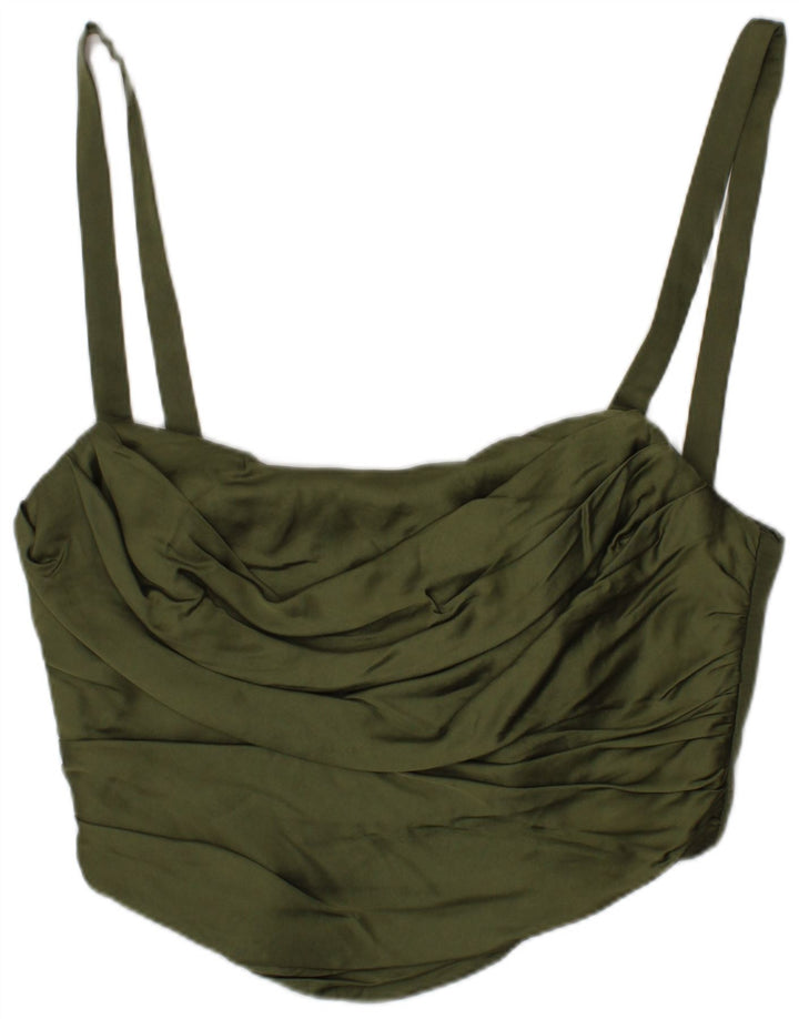 Zara Damen Crop Corset Top Small Khaki