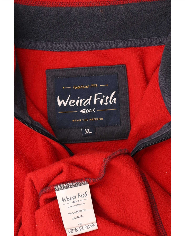 Weird Fish Herren-Fleecepullover mit Reißverschluss, XL, rotes Polyester