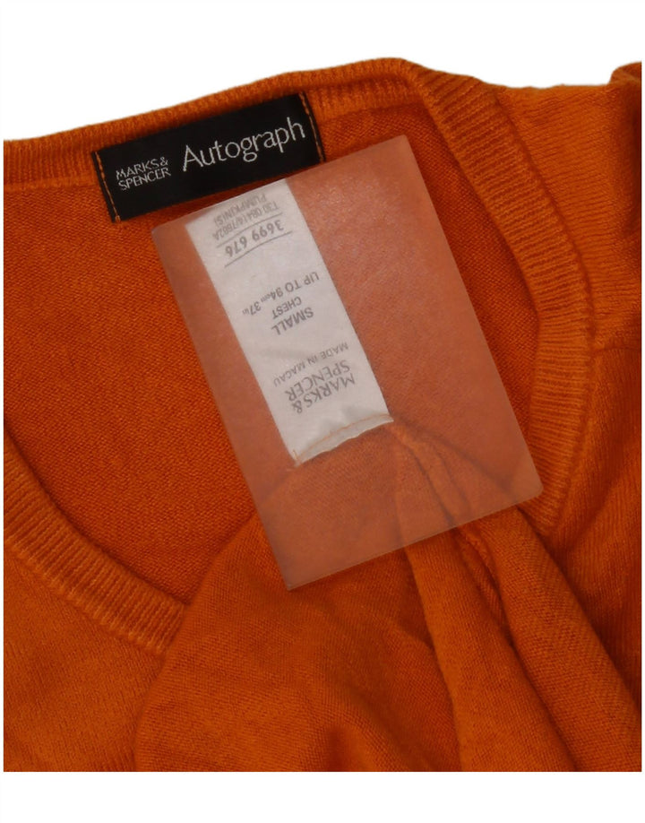 Marks & Spencer Herren Autograph V-Ausschnitt Pullover Pullover Small Orange Acryl