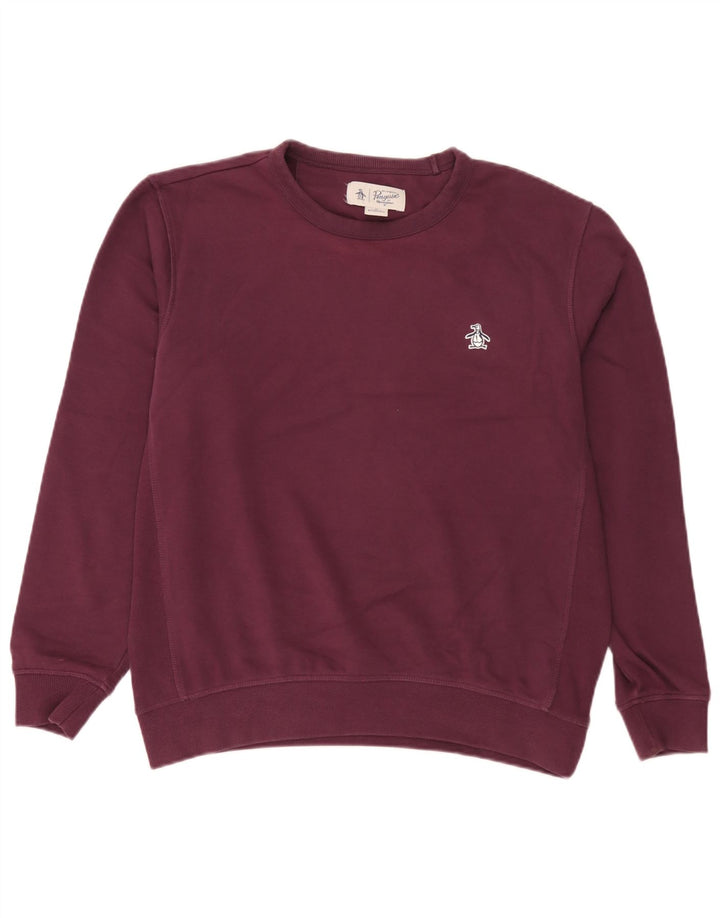 Penguin Herren-Sweatshirt-Pullover, mittlere Burgunder-Baumwolle