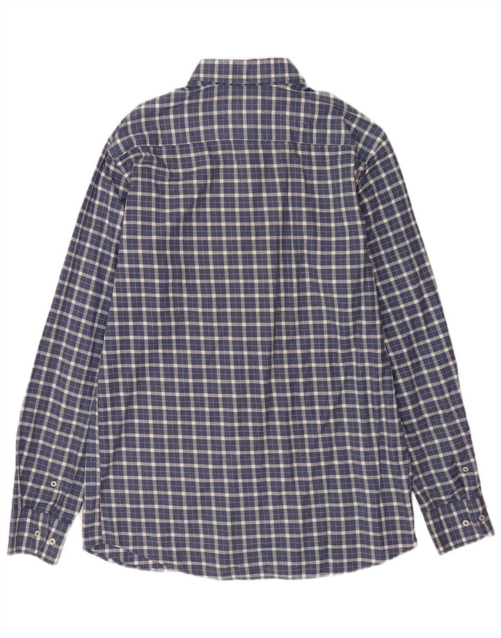 Massimo Dutti Herren-Flanellhemd, mittelgroß, marineblau kariert
