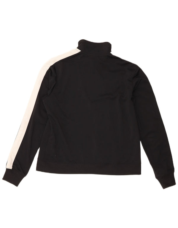 Nike Damen-Trainingsanzug-Top-Jacke UK 14 Mittelschwarzes Colourblock-Polyester