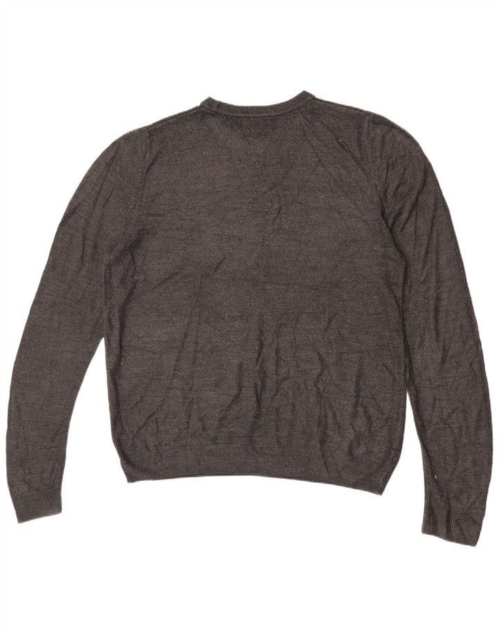 Marks & Spencer Herren-Pullover mit Rundhalsausschnitt, Größe L, Acryl, Grau