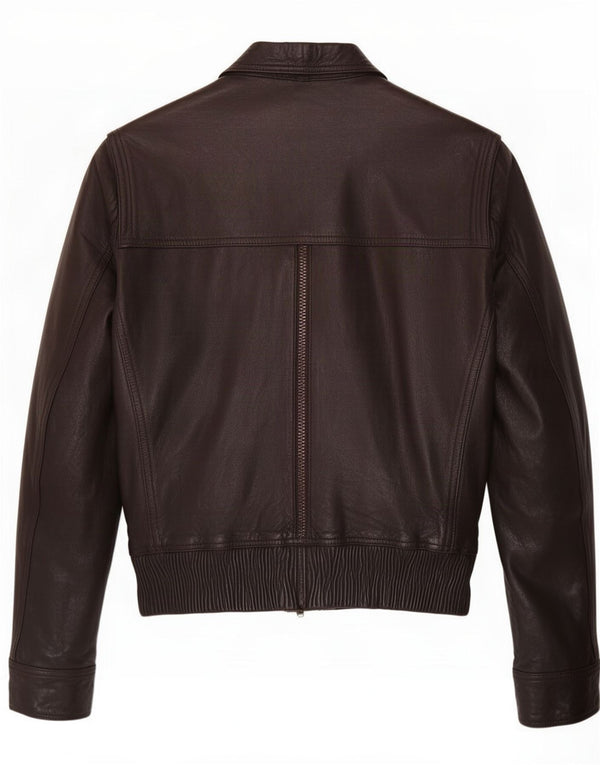Vintage Damen Crop Lederjacke IT 52 2XL Braun