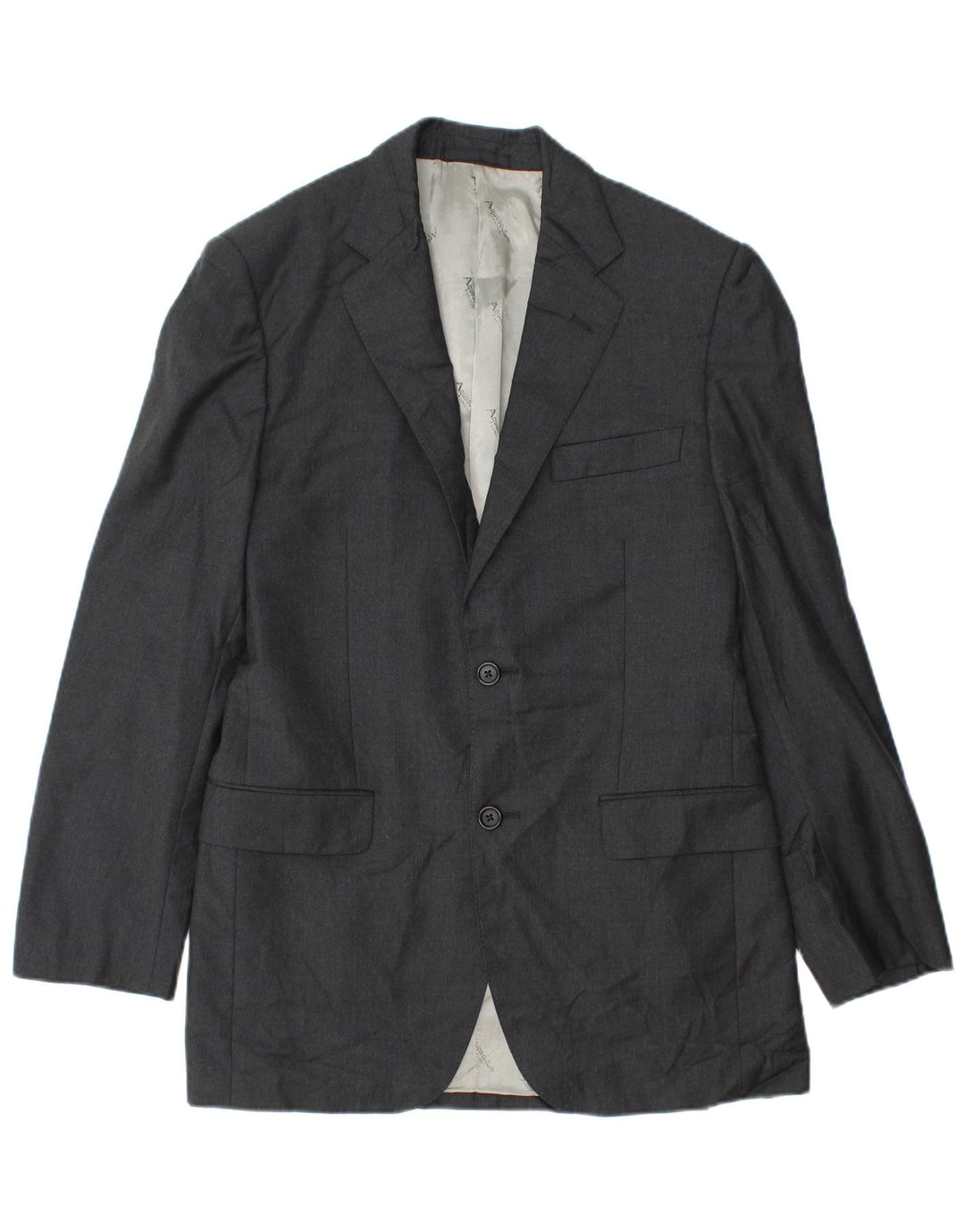 Aquascutum Herren-Blazer mit 2 Knöpfen, UK 36, kleine graue Wolle