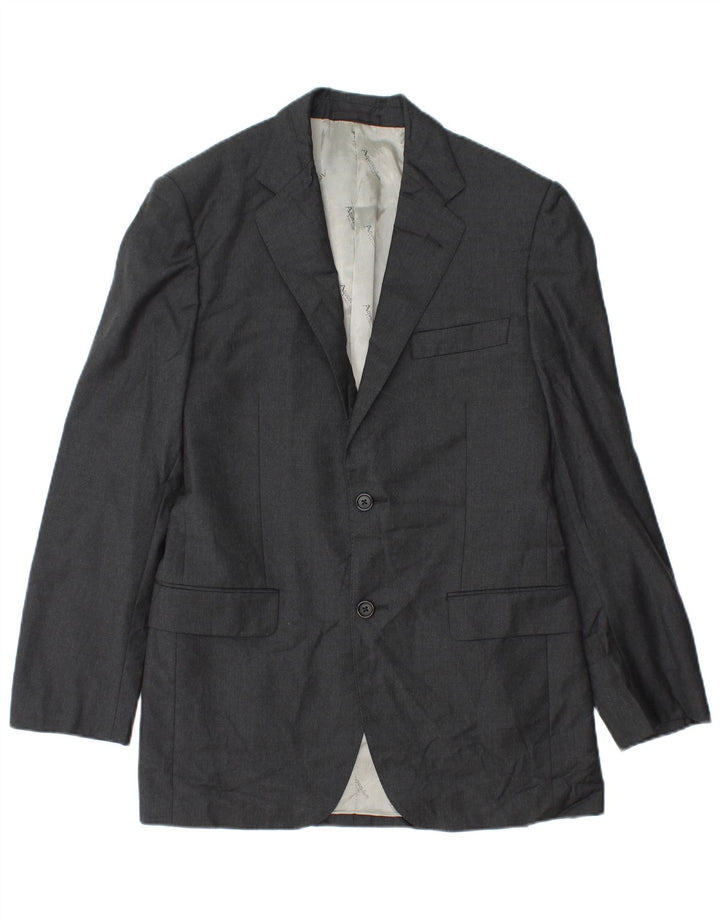 Aquascutum Herren-Blazer mit 2 Knöpfen, UK 36, kleine graue Wolle