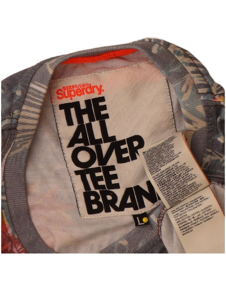 Superdry Herren Grafik-T-Shirt-Oberteil, großes grau geblümtes Polyester