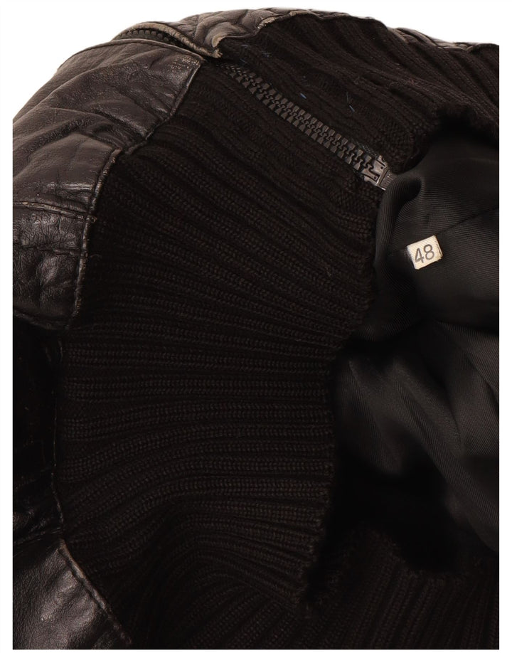 Vintage Mädchen Lederjacke 11-12 Jahre XL Schwarz