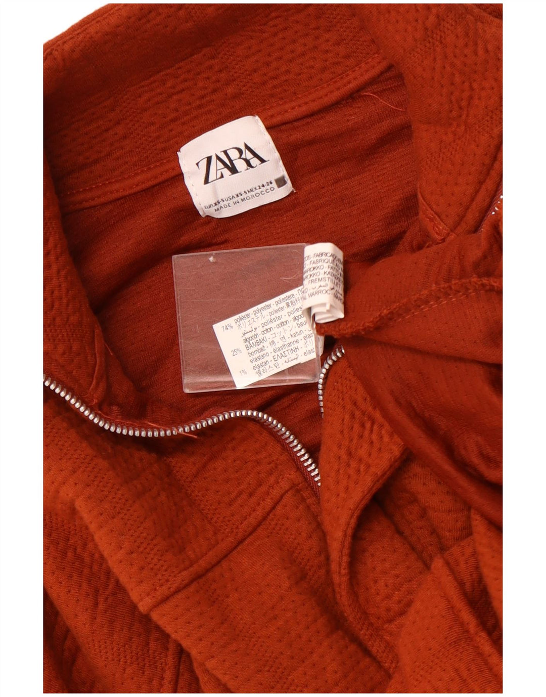 ZARA Damen Übergroße Bomberjacke UK 6 XS Kastanienbraunes Polyester