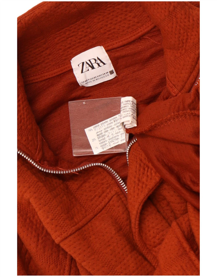 ZARA Damen Übergroße Bomberjacke UK 6 XS Kastanienbraunes Polyester