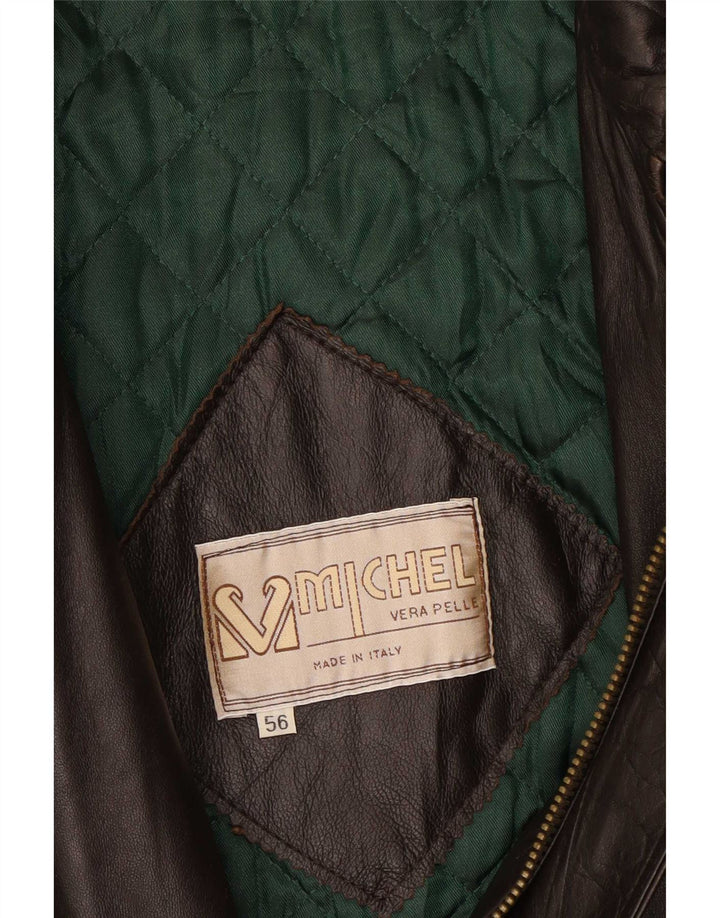 Vintage Herren Lederjacke IT 56 3XL Braun