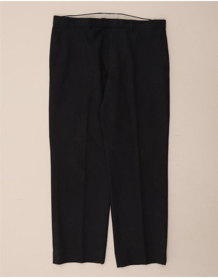 Gerade Herren-Anzughose von Marks & Spencer, W36, L29, marineblaues Polyester