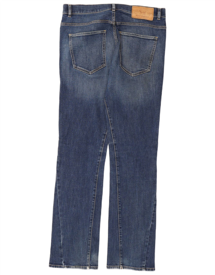 DIESEL Herren Straight Jeans W32 L33 Blaue Baumwolle