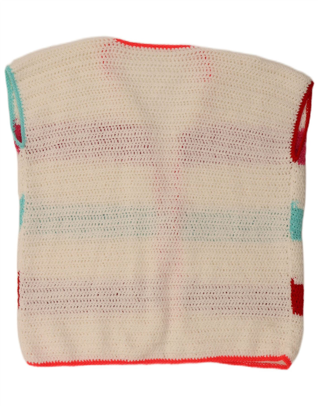 VINTAGE Damen Ärmelloser Cardigan Pullover UK 18 XL Weiß gestreift