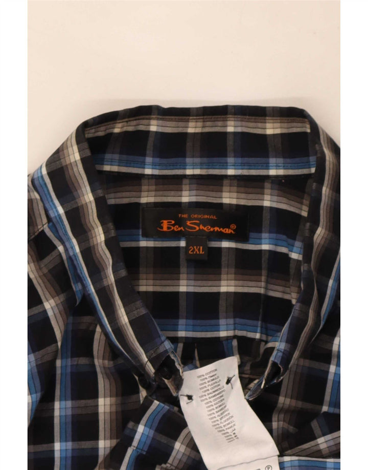 Ben Sherman Herrenhemd 2XL schwarz kariert Baumwolle